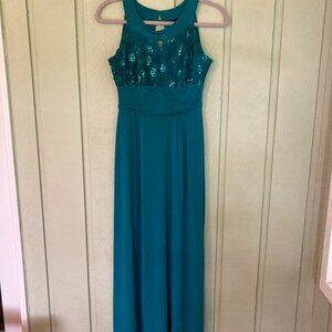 Enfocus Studio Teal & Sequin Halter style Maxi Dress - Size 6